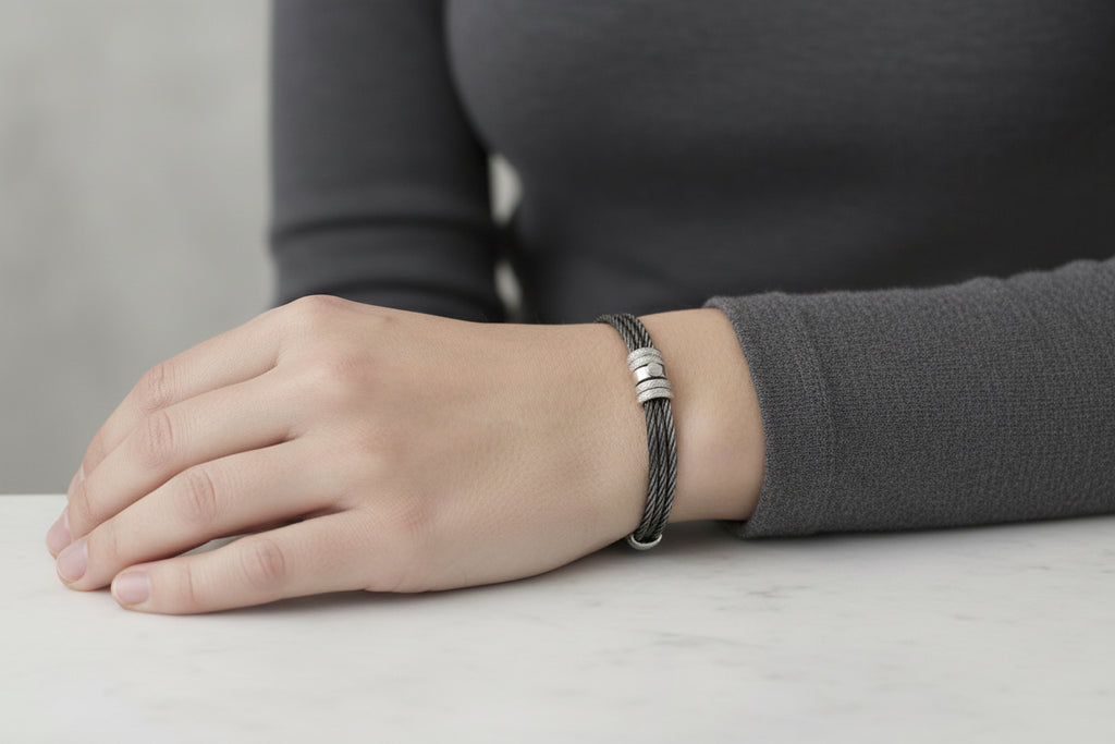 Bracelet-vintage PVD cable with 18Kt. Gold