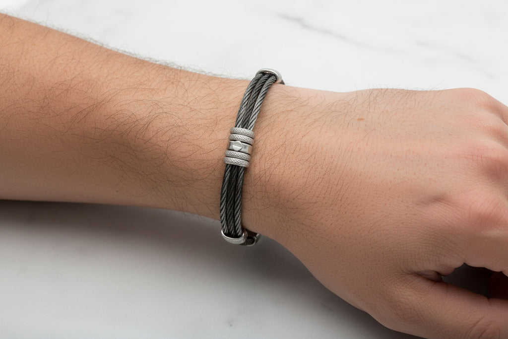 Bracelet-vintage PVD cable with 18Kt. Gold