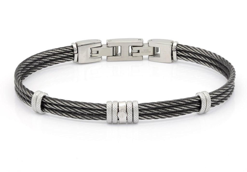 Bracelet-vintage PVD cable with 18Kt. Gold