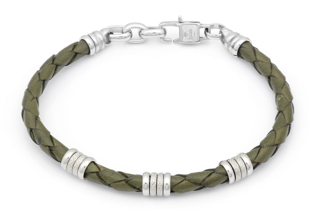 Bracelet-military green leather