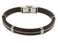 Bracelet-brown leather with steel cable