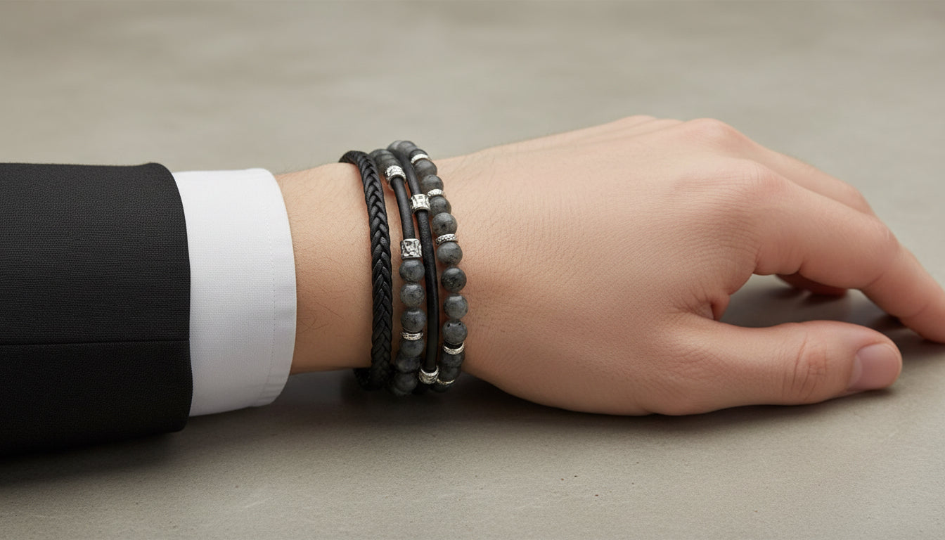 Bracelet-multi-strap with labradorite