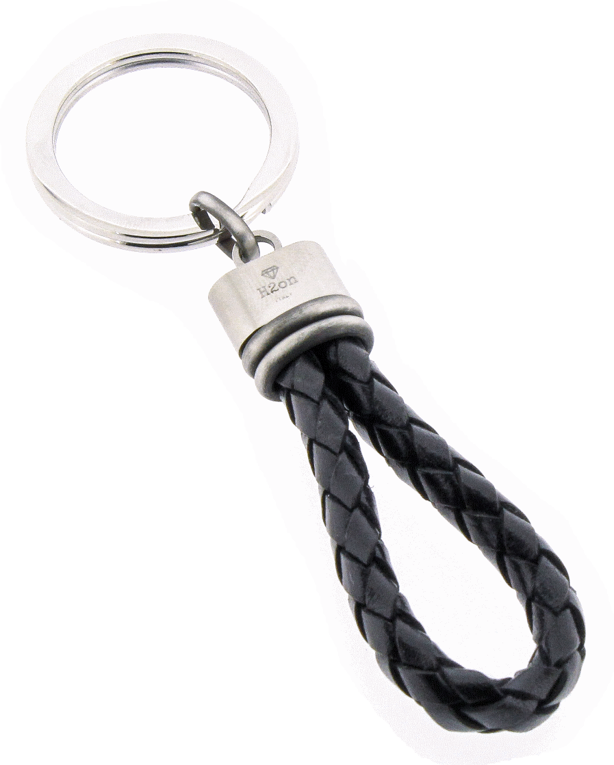 Keychain-black braided leather
