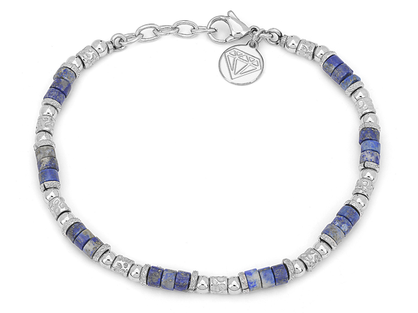 Bracelet-blue/silver with lapis
