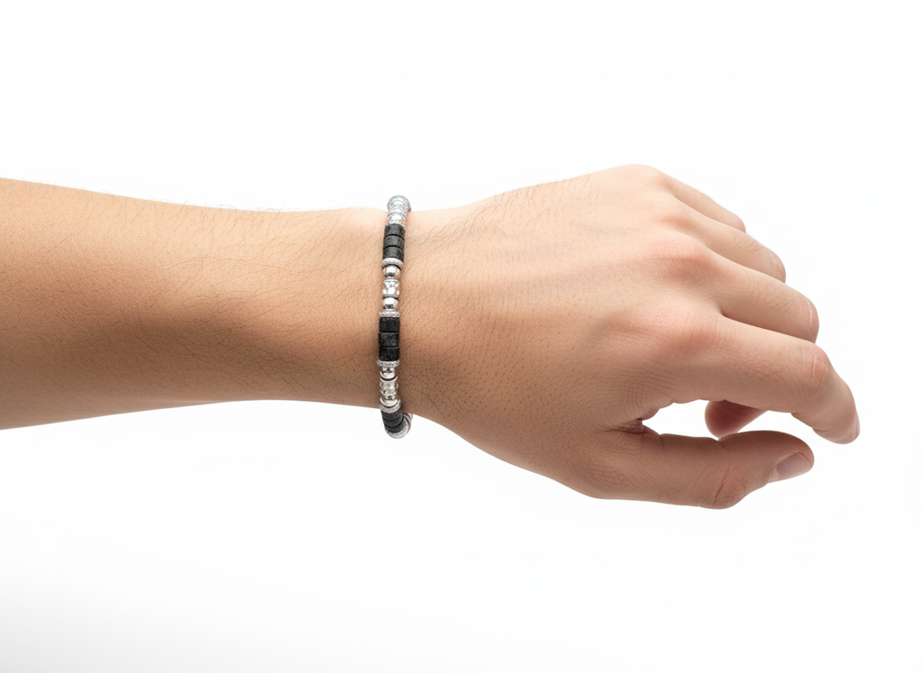 Bracelet-blue/silver with lapis