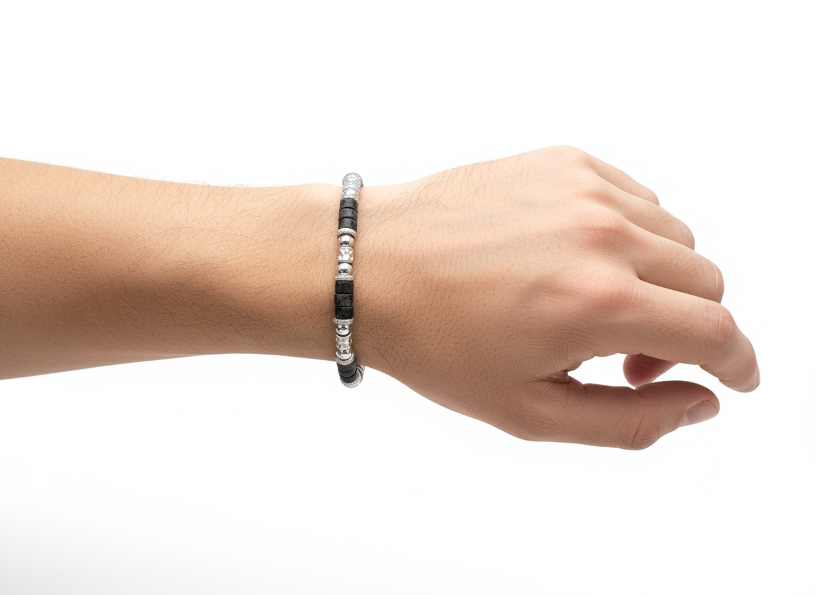 Bracelet-blue/silver with lapis