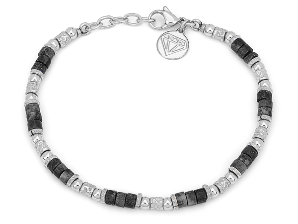 Bracelet-black/silver with agate