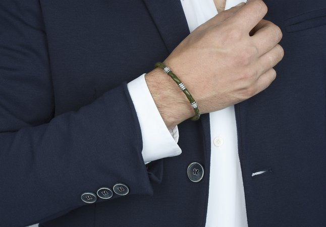 Bracelet-military green leather