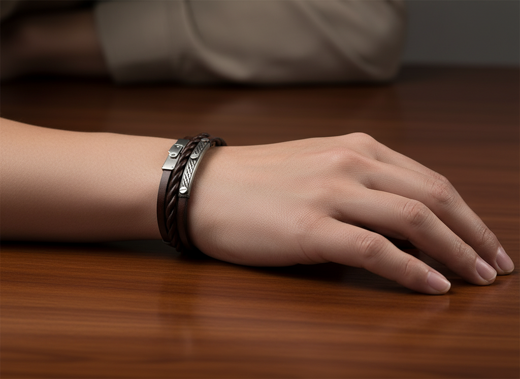 Bracelet-multiple straps, brown